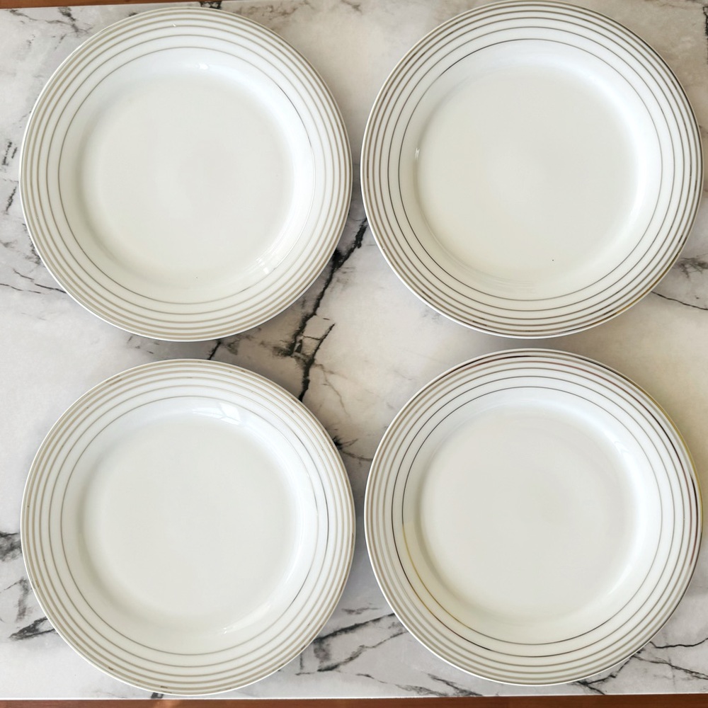 NWT,Set 4 Charter Club Grand Buffet Fine Line Platinum Salad 🥗 Plate